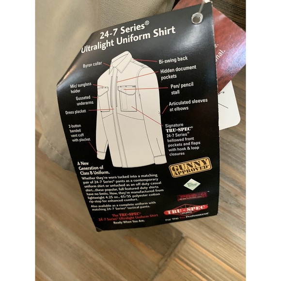 TRU-SPEC 24-7 Series Khaki Field Tactical Long Sleeve Zip Up Shirt Men's Sz XL - Picture 11 of 14